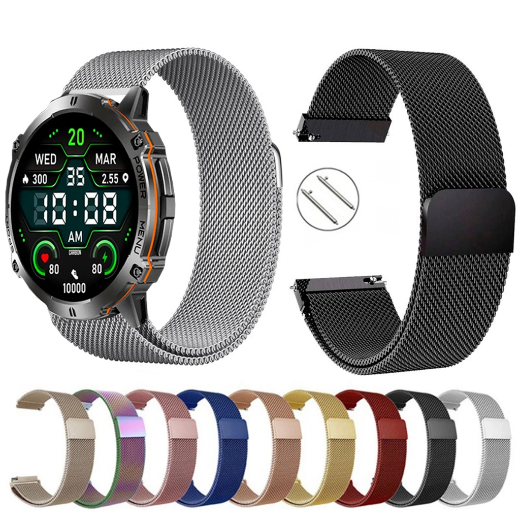 Pulseira de 22mm milanesa aço inox para Smartwatch Carbon One Max 1.73 de Engate Rapido