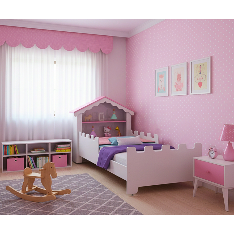 Mini Cama Infantil Casinha Magia Com Colchão E Proteção Lateral MDF Menina Criança em Oferta na Shopee