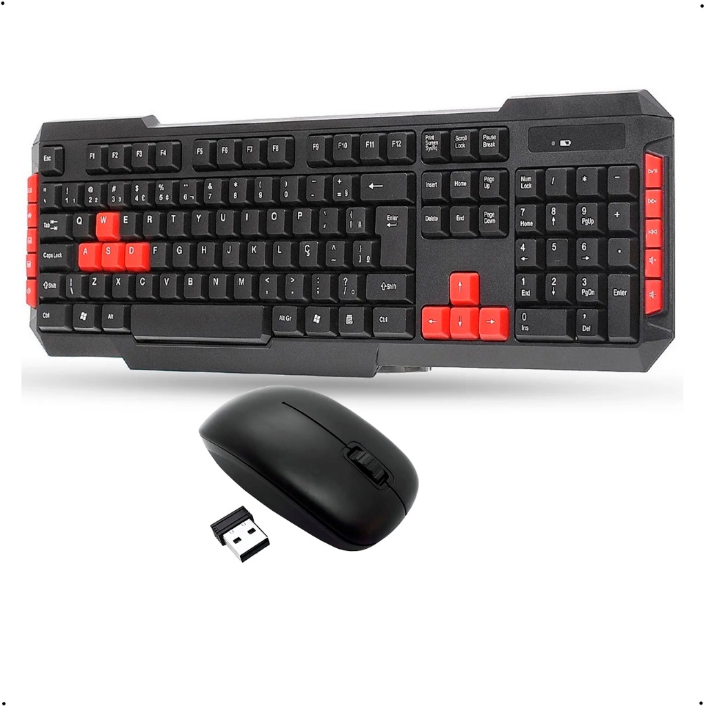 Kit Aportex Teclado Gamer Multimidia Preto E Mouse Sem fio Wireless 2.4ghz