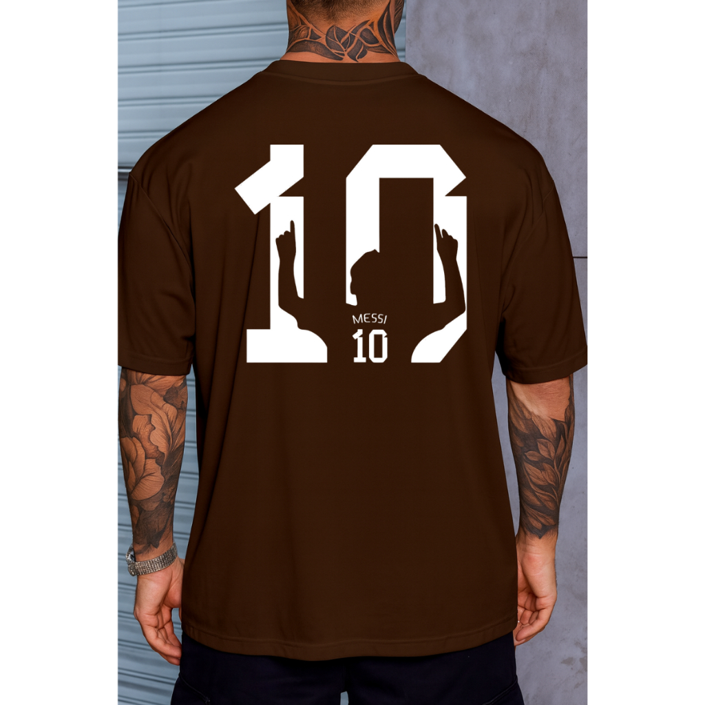 Camiseta Oversized Streetwear Estampa Lionel Messi Camisa MESSI 10 Futebol Algodão Confortável