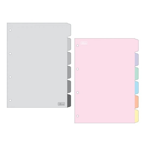 Divisórias Fichário A4 Pastel Cinza E Rosa Tilibra 6 Unidades em Oferta na Shopee