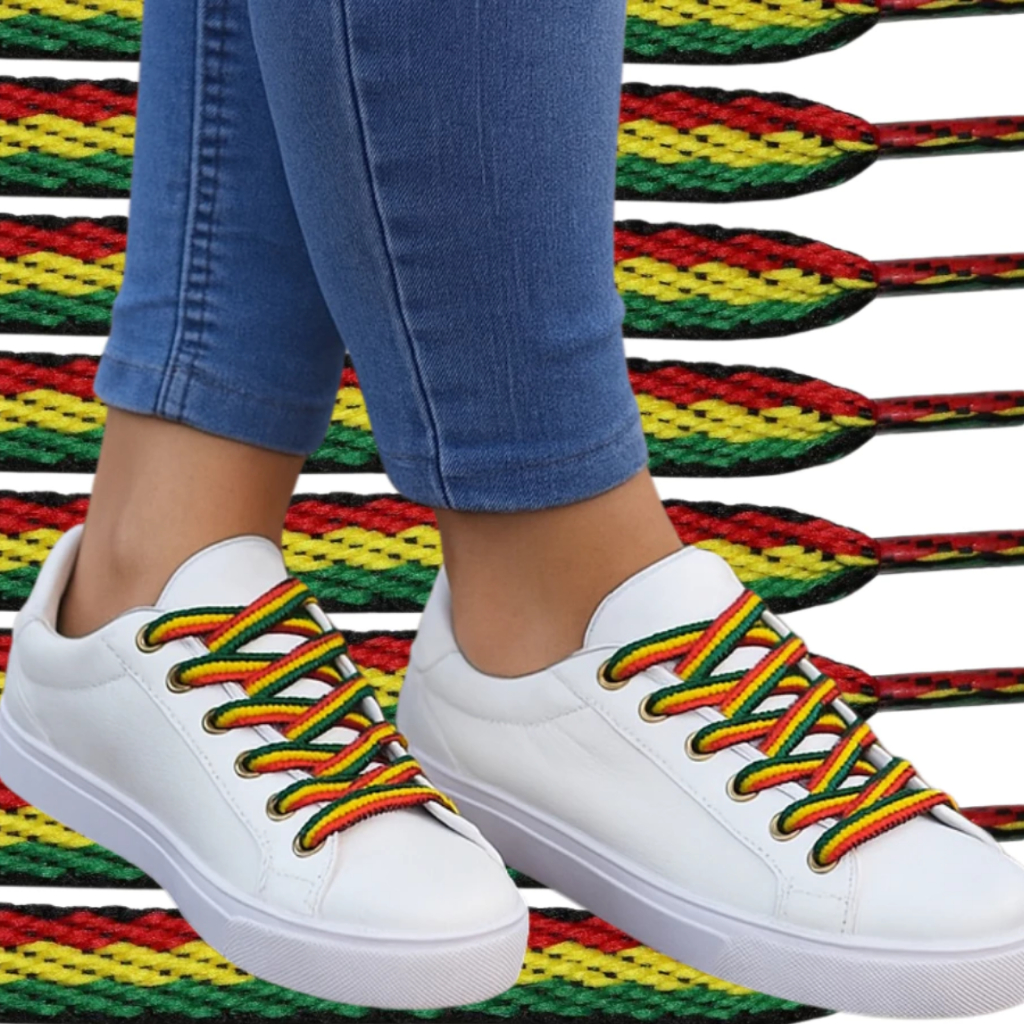 Cadarço Infantil 0,70m 70cm raggae rasta jamaica Para Tênis Renove Qualidade Utilidade Férias Casa