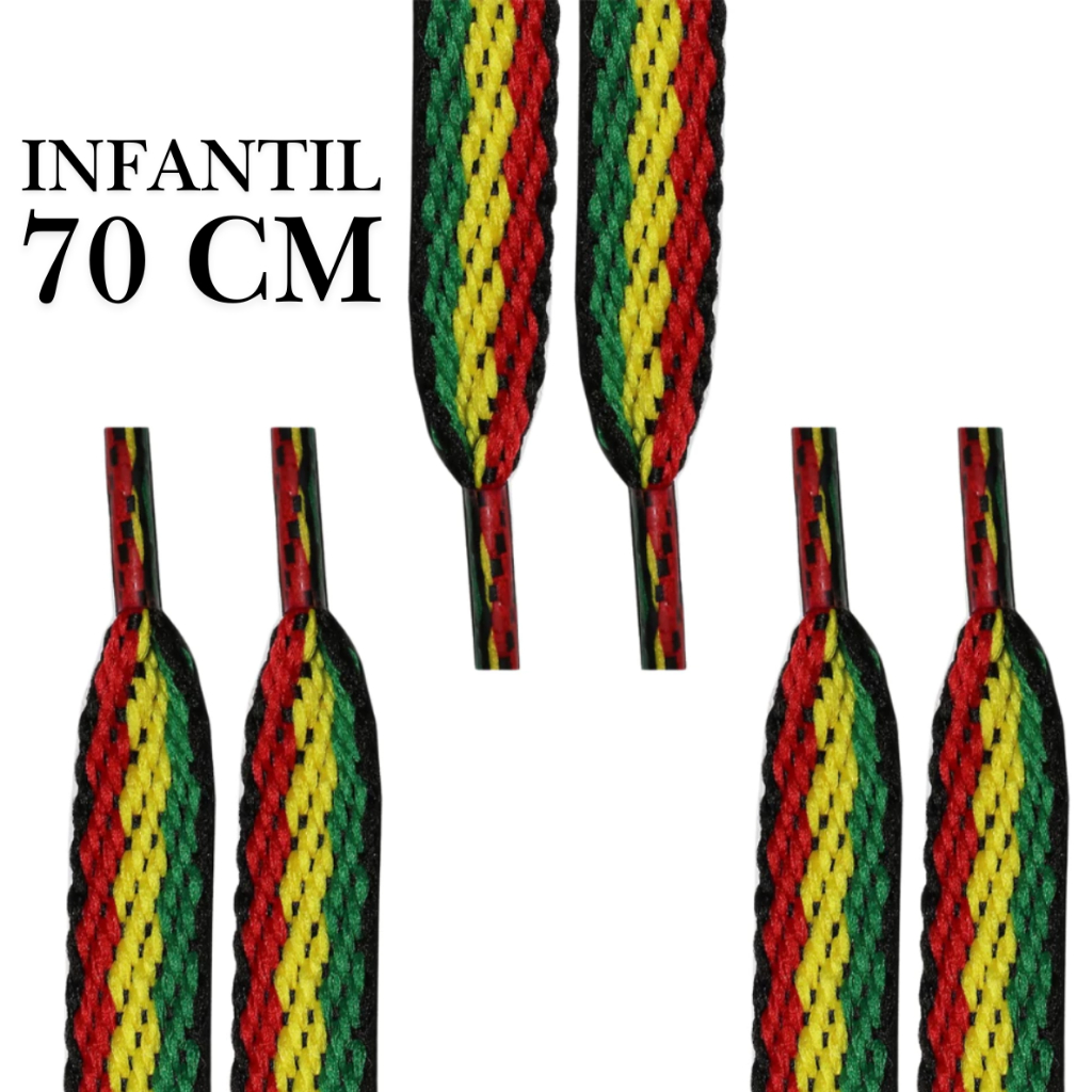 Cadarço Infantil 0,70m 70cm raggae rasta jamaica Para Tênis Sapato Bota Blusa Bermuda Sunga Calça