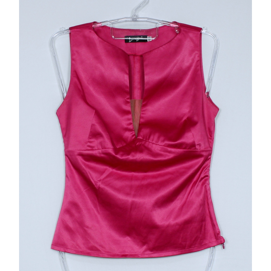 Blusa feminina cetim festa decotada rosa - Veste 38  - Ref. 4731 (brechó)