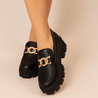 Mocassim Feminino Tratorado Oxford Tendência Chunky Plataforma 2025
