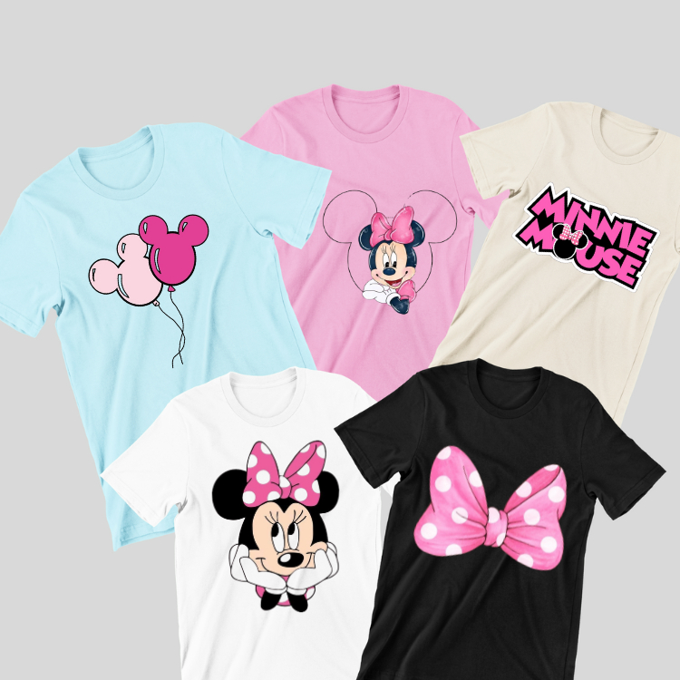 kit camiseta infantil KIT 5 CAMISETAS MINNIE INFANTIL camiseta infantil camiseta 100% algodão