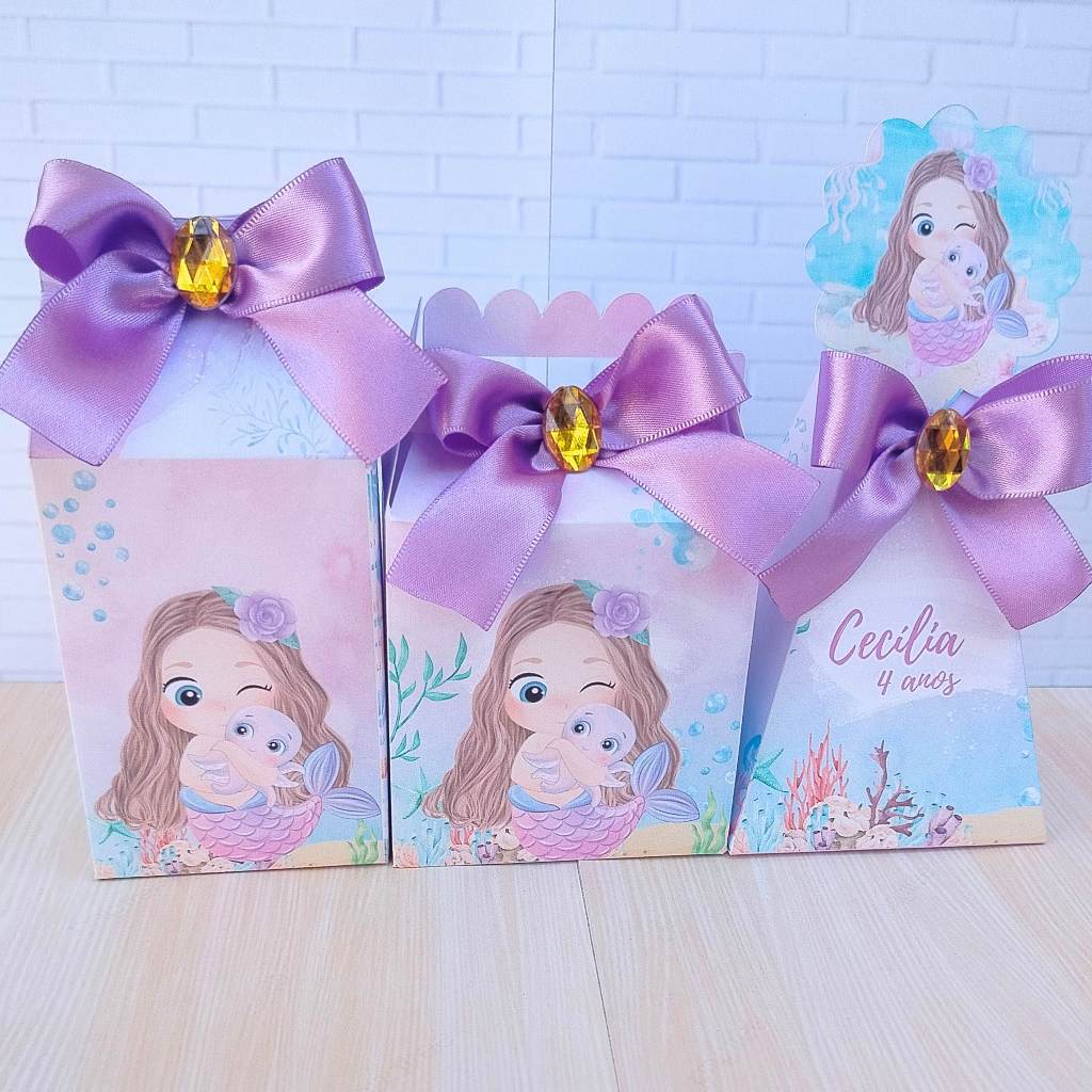 Kit Caixinhas Personalizadas Sereia Kit PEGUE E MONTE| Lembrancinhas Caixinhas Personalizadas Sereia / Festa Infantil