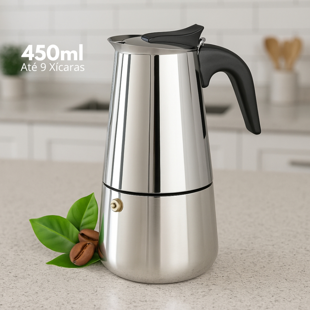 Cafeteira italiana Café Expresso Aço Inox Moderna Até 9 Xícaras Moagem Fina Albema em Oferta na Shopee
