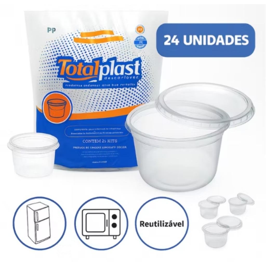 Kit Pote E Tampa Redondo 250ml e 500ml Livre de BPA Totalplast