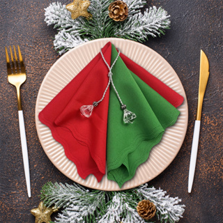 Guardanapo de Tecido Natal Oxford Vermelho e Verde Acabamento a Laser 33x33 cm Mesa Posta em Oferta na Shopee