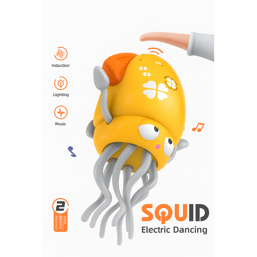 Brinquedo Infantil Lula Elétrica Dançante com Música e Luzes – Squid Interativo
