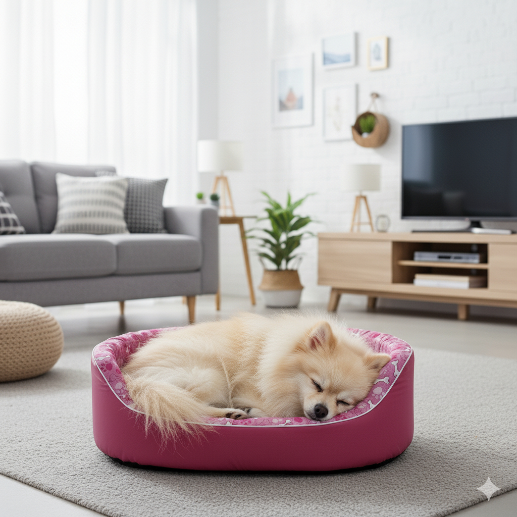 CAMA PET CAMINHA EUROPA REDONDA PARA GATO CACHORRO LAVÁVEL BINNOPET DUBAI PATA/OSSO ROSA