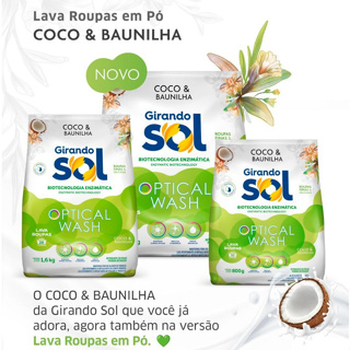 Sabão em Pó Para Lavar Roupas Girando Sol 800g 1,6kg  Coco Baunilha Lançamento Novidade em Oferta na Shopee