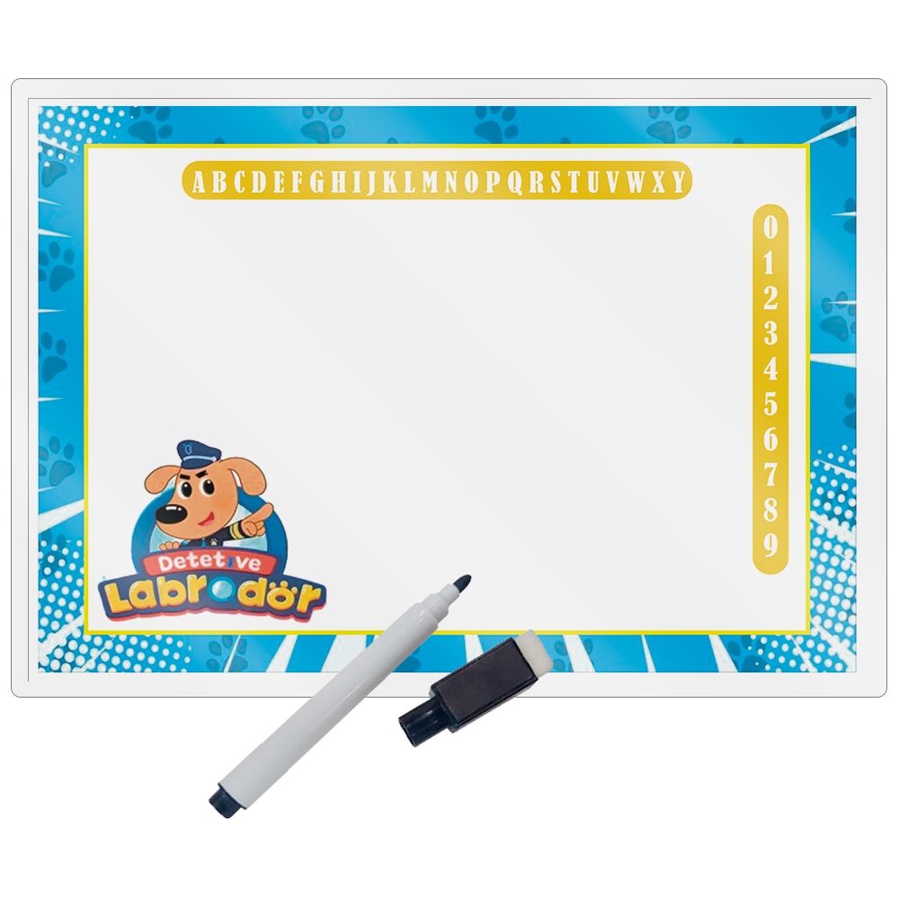 Kit 10 Lousas Mágica + Caneta Com Apagador Lembrancinha Festas Infantil Qualquer Tema Detetive Labrador