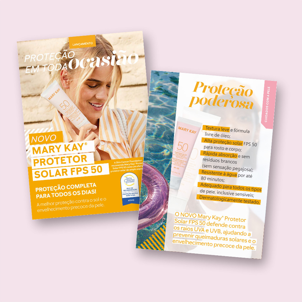 Pct 100 und Folheto Apresentação Protetor Solar FPS50 Mary Kay