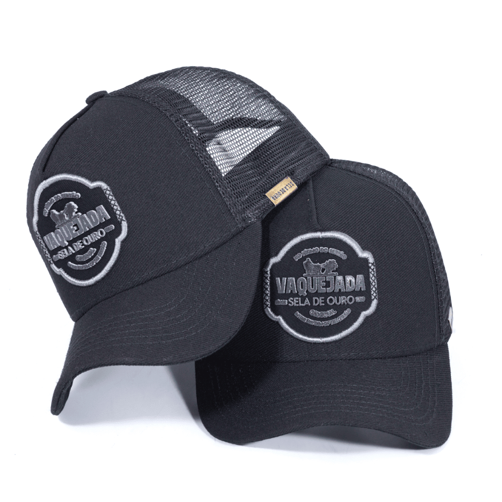 Boné Country Vaquejada Estilo Sertanejo Preto Aba Curva Unissex