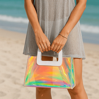 Bolsa Pequena Feminina Multicolor Vinil Delicada Praia Dia-Dia em Oferta na Shopee