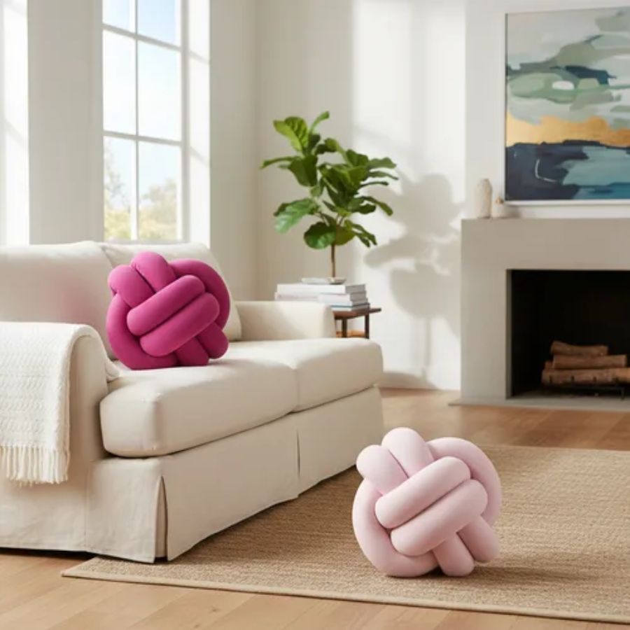 Kit 02 Almofadas De Nó Escandinavo Luxo 28cm x 28cm Lindas Decorativa Sala Sofá Cama Cores Rosa Bebê em Oferta na Shopee