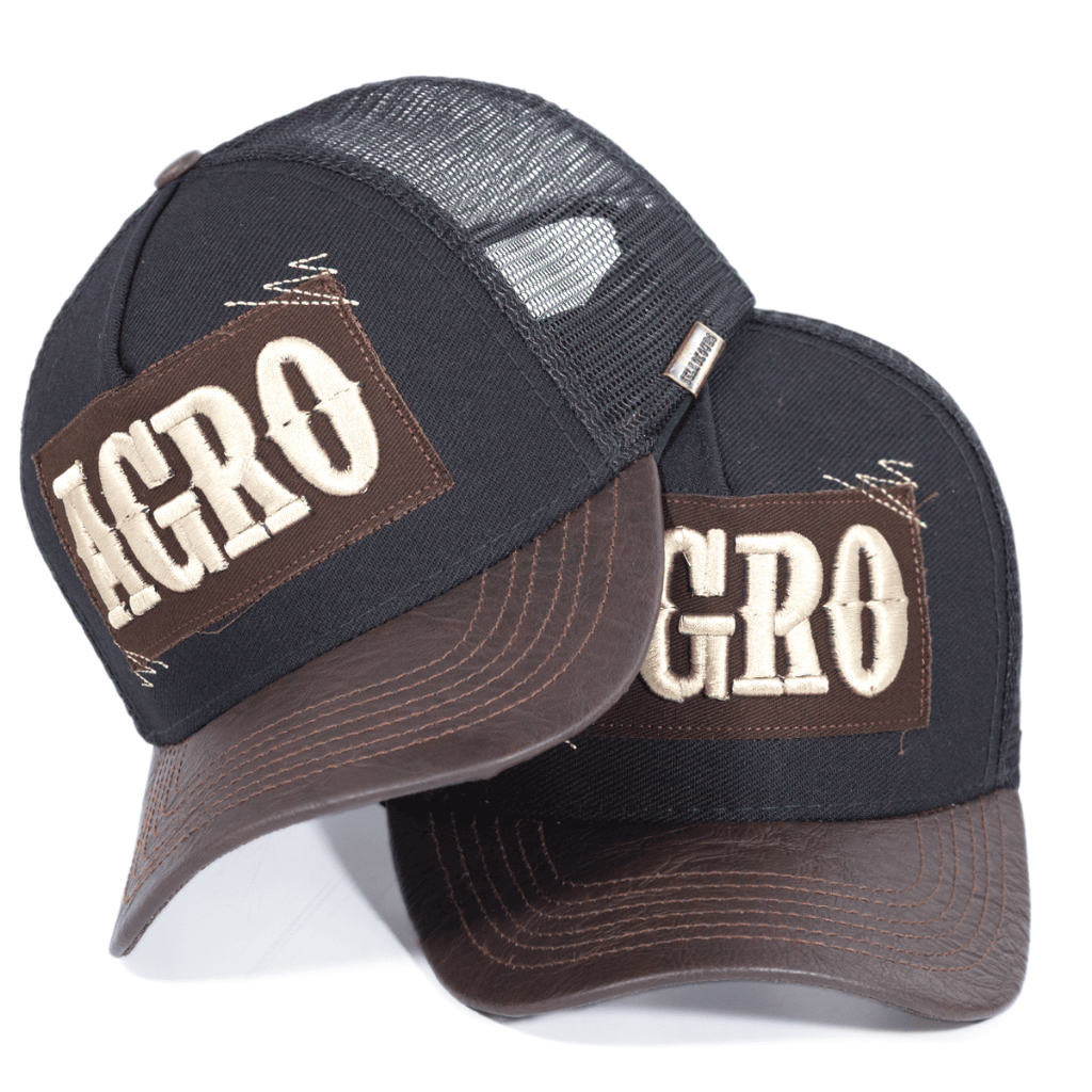 Boné Country Trucker Preto AGRO Aba Curva Ajustável Estilo Sertanejo Unissex
