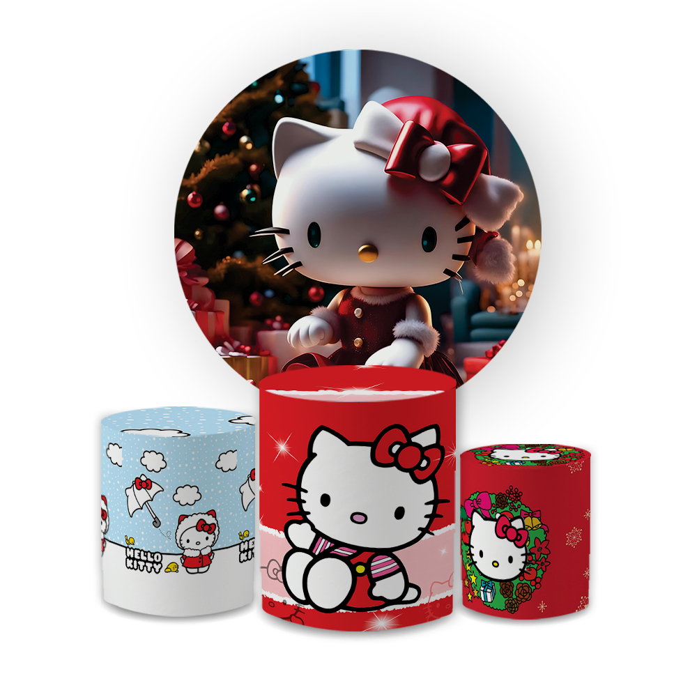 Kit Capas Festivas Para Painel Cilindros Hello Kity Natal Decoração Lançamento Bibi Paineis