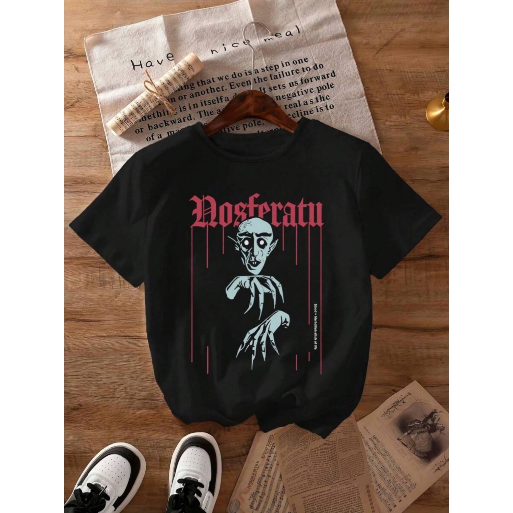 Camiseta Unissex Algodão Halloween 2025 " Nosferatu blood " em Oferta na Shopee