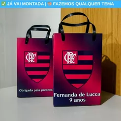 Sacolinha Personalizada Flamengo - Lembrancinha Aniversário Festa Infantil 17,5x10x4
