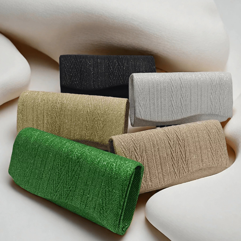 Kit 6 Bolsas Clutch Feminina Festa de Casamento Madrinha com brilho e Glitter Carteira Luxo Charmosa