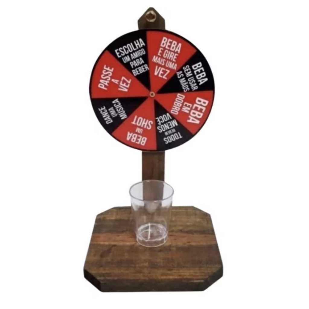 Roda Shot Roleta madeira Tequila Drink com copo acrílico incluso bebida presente amigo Diversão Beer