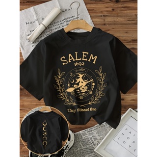 Camiseta Unissex Algodão Halloween 2025 " Salem they missed one " em Oferta na Shopee