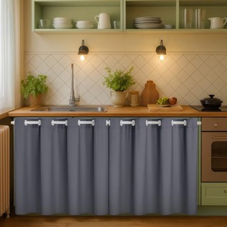 Cortina de Pia Cozinha PVC Impermeável Decorativa  Fácil Limpeza Proteção Oculta Armário …