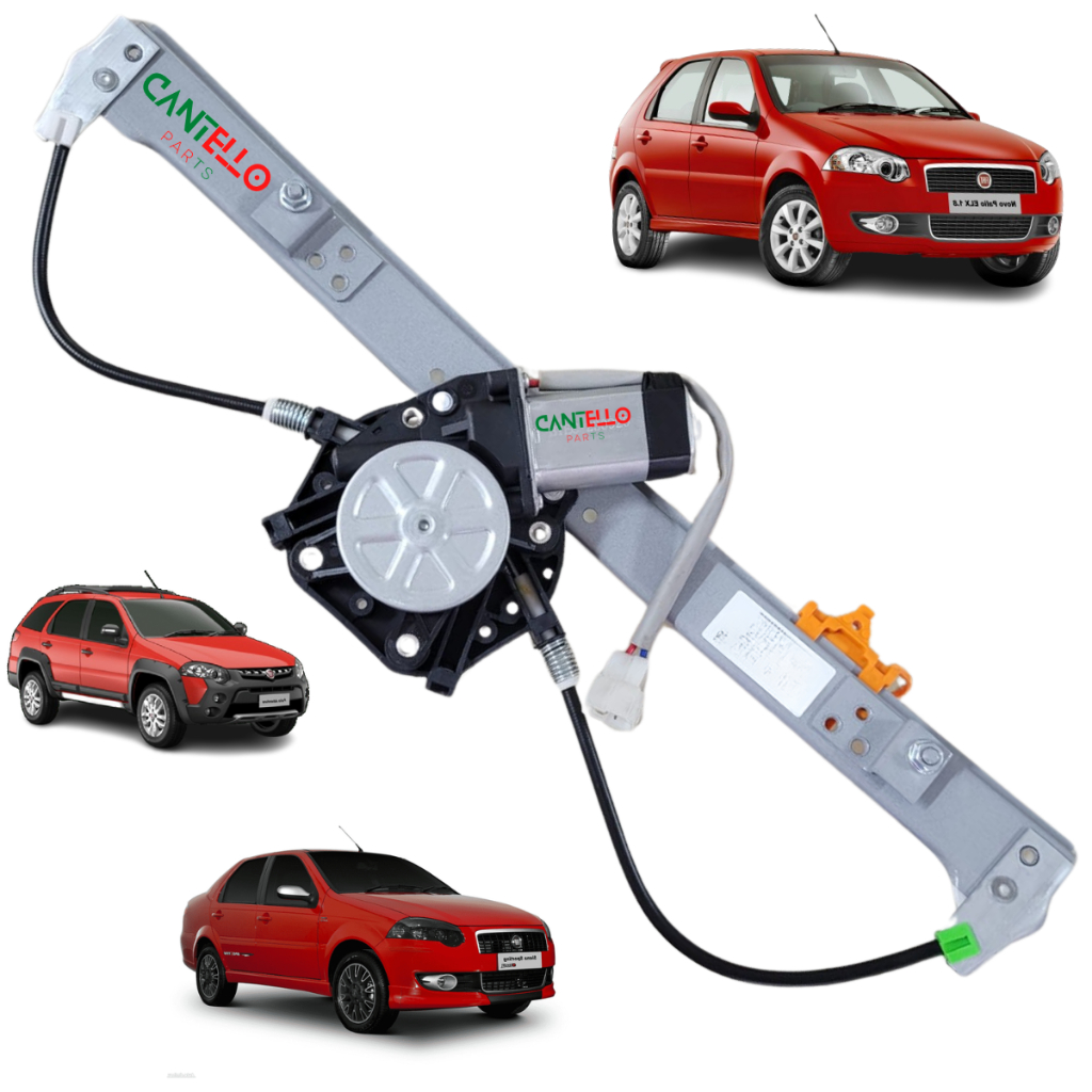 KIT Maquina de Vidro Elétrica Direita Fiat Palio 4P, Week e  Siena 1995 até 2017 Com Motor Mabuchi