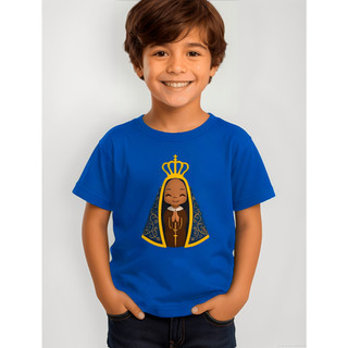 Camiseta Infantil Religiosa Nossa Senhora  Fé E Estilo Para Criança Camisa 100% Algodão Várias Cores Envio Imediato