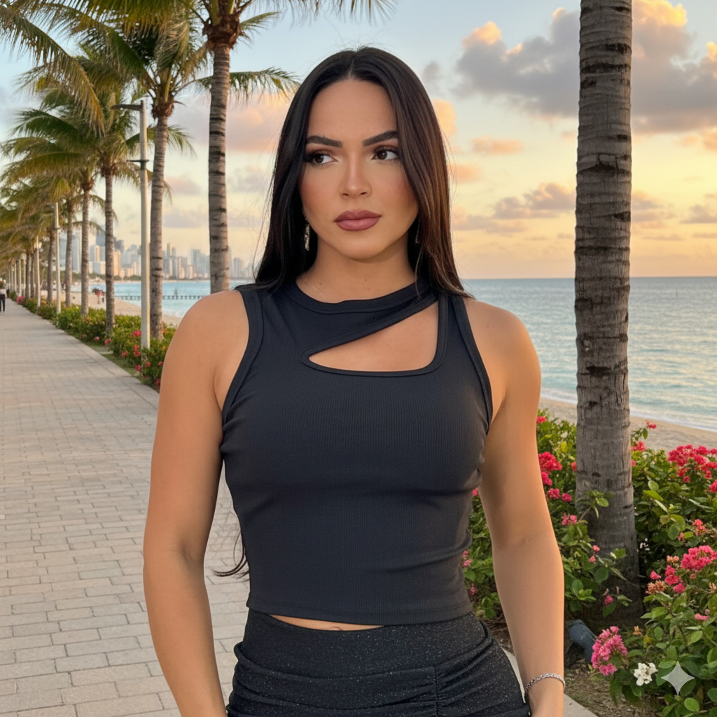 Cropped Feminino Canelado Recorte No Busto Confortável Casual Versátil Tendencia Moda Primavera Verão em Oferta na Shopee