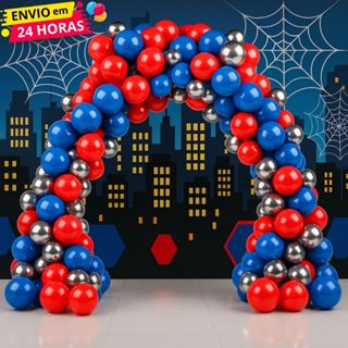 Kit 125 Balões Para Arco Latex e Cromado - Tema Super Heroi Aranha Decoração Aniversário Eventos em Oferta na Shopee