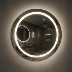 Espelho Redondo 80cm x 80cm Led Jateado Grande Decorativo Bivolt Moderno Sala Quarto Banheiro Hall Hotel 3 TONS DE LED