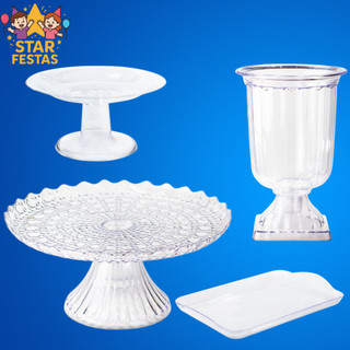 Kit Esmeralda - 1 Boleira Renda Esmeralda 22cm , 1 Mini Cake , 1 Vaso Grego e 1 Bandeja 20x13