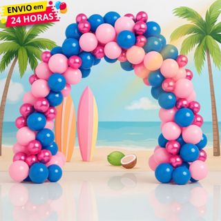 Kit 125 Balões Para Arco Latex e Cromado - Tema Stitch Rosa Decoração Aniversário Eventos em Oferta na Shopee