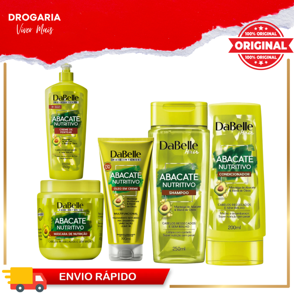 Kit DaBelle Abacate Nutritivo Com Oleo Em Creme ou Creme de Pentear (4-5 itens)