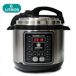 Panela De Pressão Elétrica 6L Inox Preta Digital 110V ou 220V Oliver Home