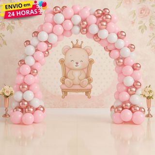 Kit 125 Balões Para Arco Latex e Cromado - Tema Ursinho Bailarina  Decoração Aniversário Eventos em Oferta na Shopee