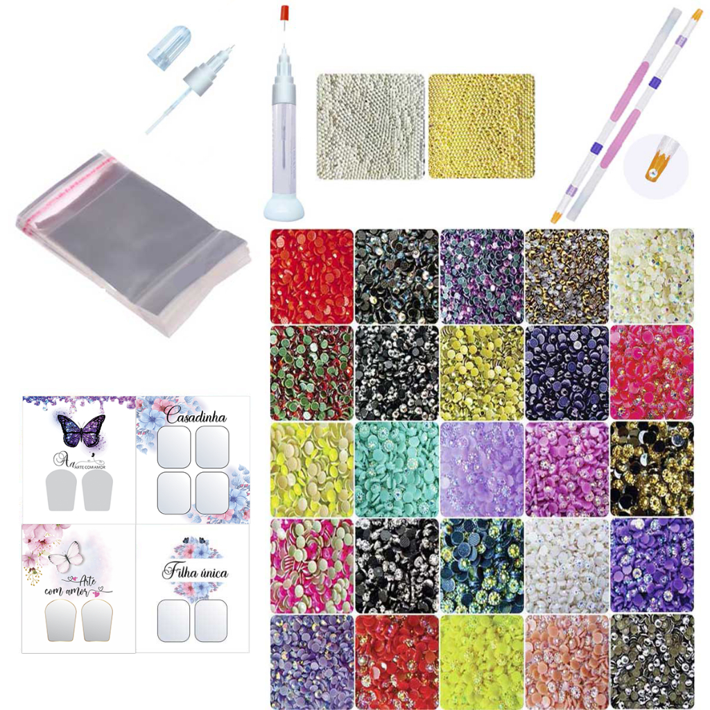 Kit Manicure Iniciante Joias Para Unhas Caviar Pedrarias E Saquinhos