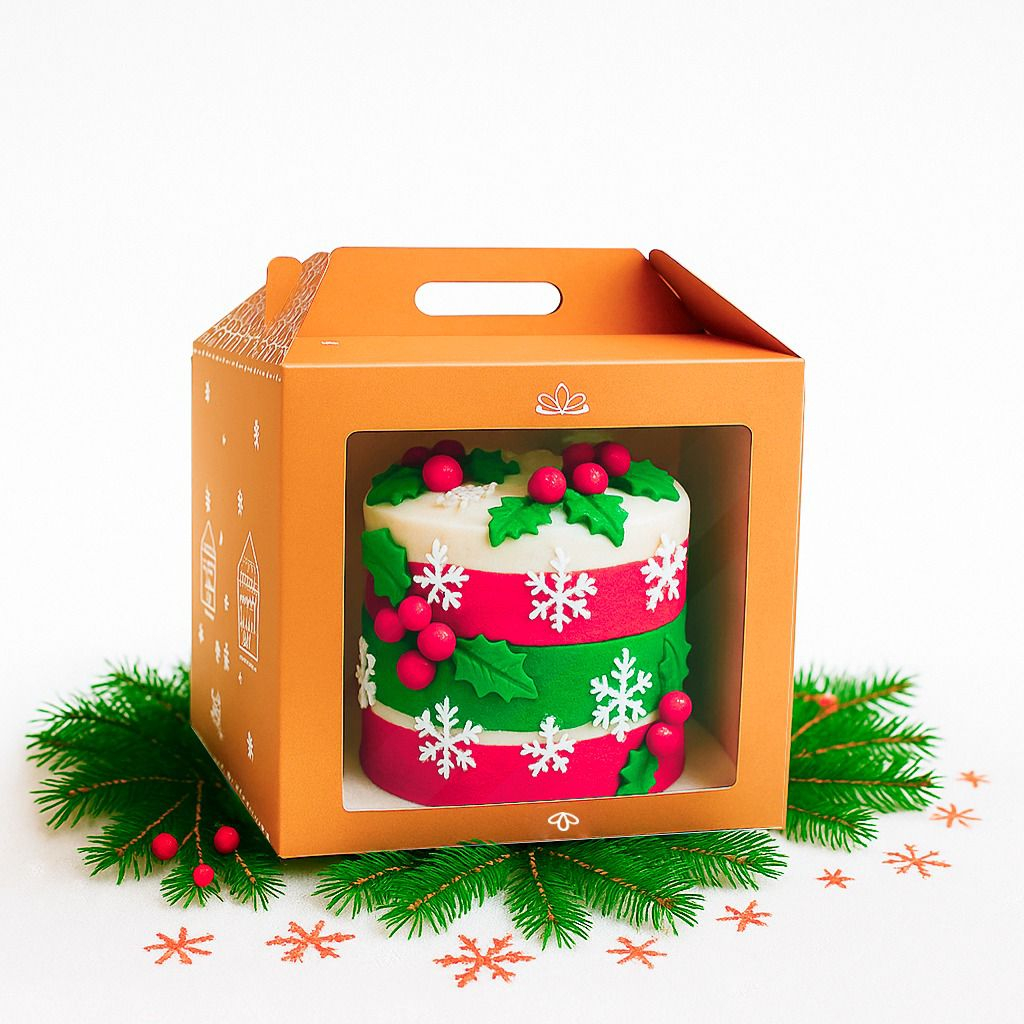 5 Caixas Kraft 22x22x22cm Bolo Natalino Panetone Gourmet Natal