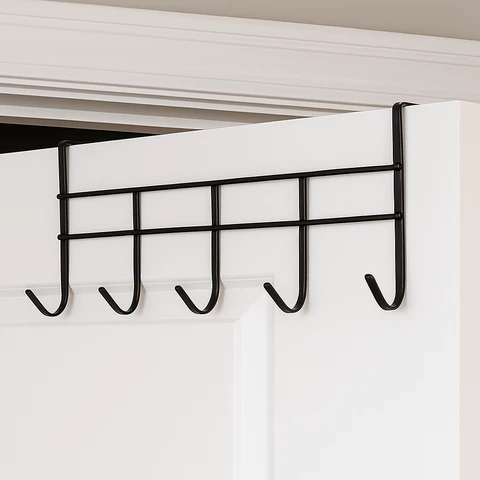 Suporte Cabide de Porta Com 6 Ganchos Organizador Multiuso Para Quarto Banheiro Cozinha