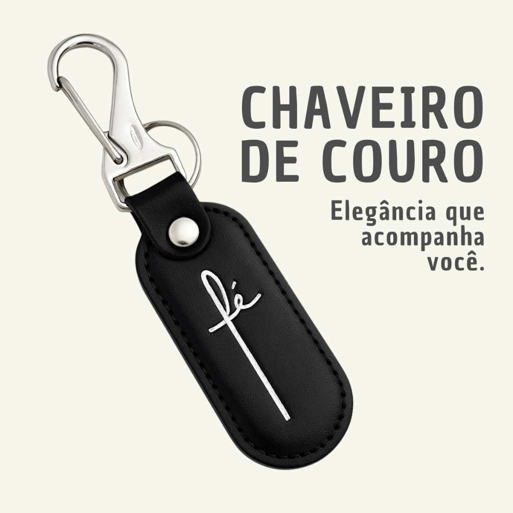 Chaveiro de Couro Luxo Fé Presente Criativo Religioso Com Mosquetão de Metal — imagem 2 de 2