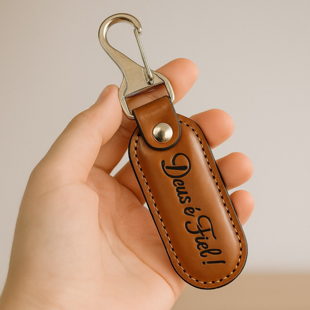 Chaveiro de Couro Luxo Deus é Fiel Presente Criativo Religioso Com Mosquetão De Metal em Oferta na Shopee