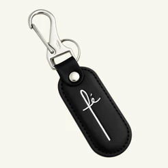 Chaveiro de Couro Luxo Fé Presente Criativo Religioso Com Mosquetão de Metal