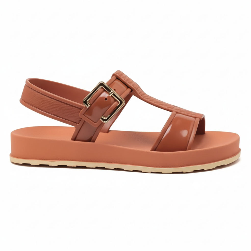 Sandália Feminina Papete Bia PVC Microexpandido Tiras Largas Sola Flatform Alta Qualidade e Conforto