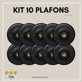 Plafon Preto 10 Unidade Soquete E27 Bivolt Plafonier Redondo Luminaria Bocal de Teto Expedição