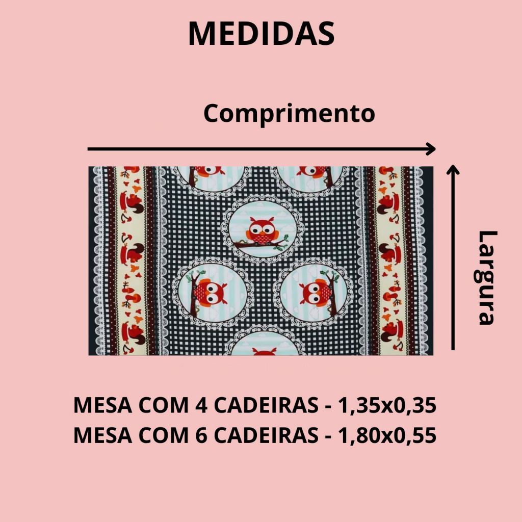 Kit 2 Toalha Caminho Centro de Mesa Estampada Trilho Passadeira Retangular 1,35 m x 0,35 m de 4 ou 6 Lugares Decorativo — imagem 2 de 2
