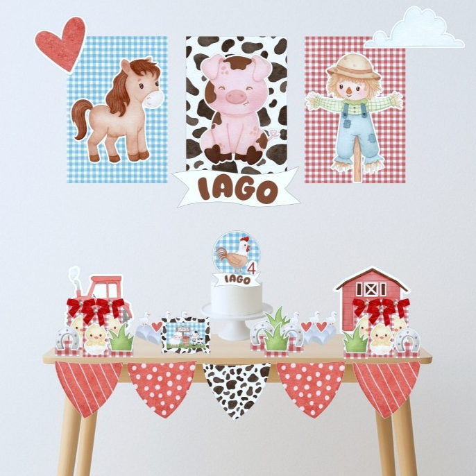 Mini Kit festa Fazendinha Personalizado Só um bolinho - Aniversário - Mesversário - Lembrancinha